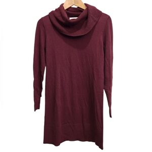 Loft Maroon Burgandy Cowl Neck Sweater Dress Tunic Women's Size Small